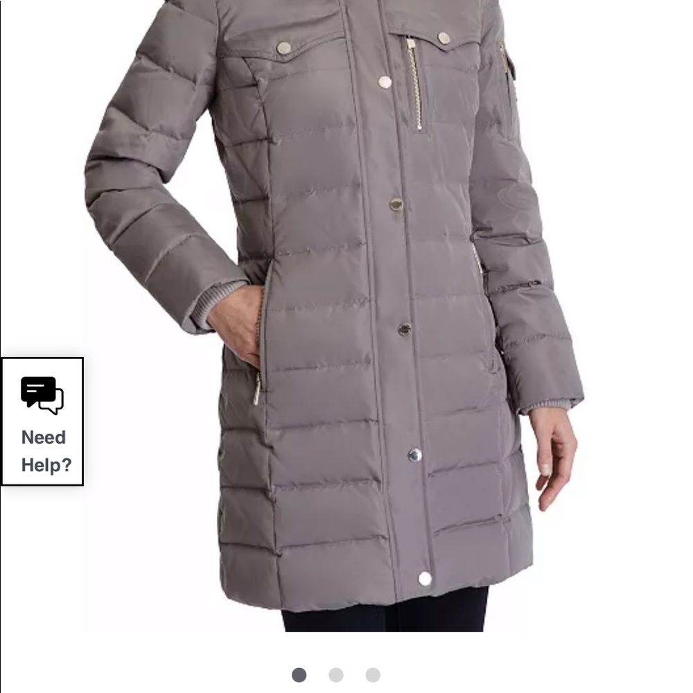 Michael Kors faux fur hooded trim down coat